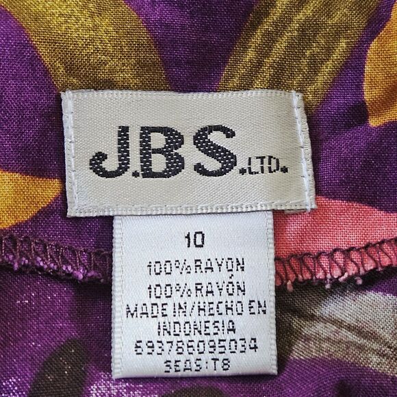 JBS Dress Womens 10 Floral Button Front Sleeveless Maxi Midi Rayon 90s Resort - Picture 4 of 9